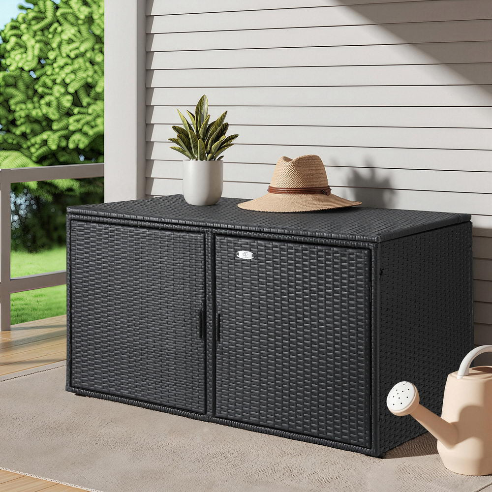Gardeon Outdoor Wicker Storage Cabinet Black