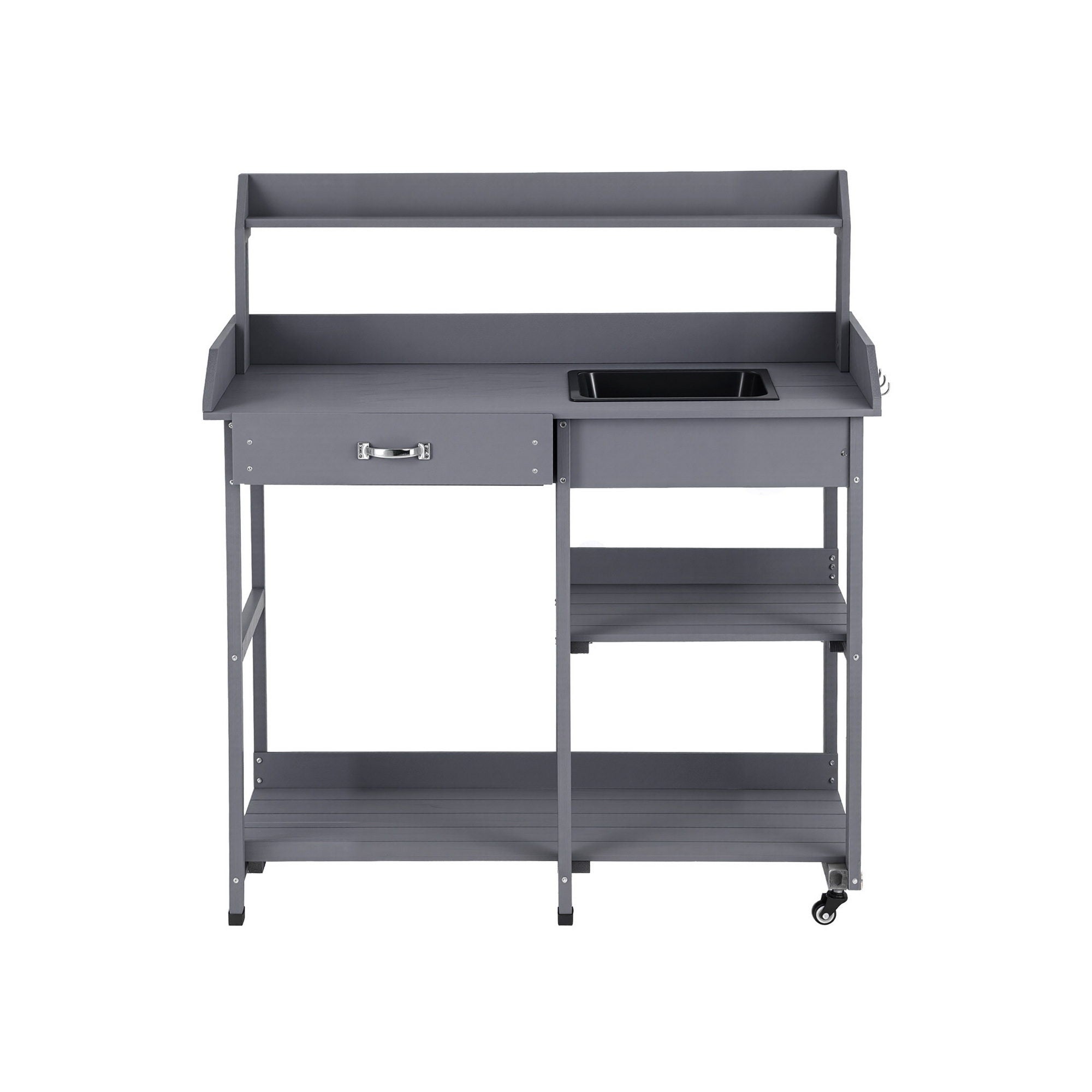 Gardeon Outdoor Potting Bench Table Storage Cabinet Potters Garden Workstation Grey