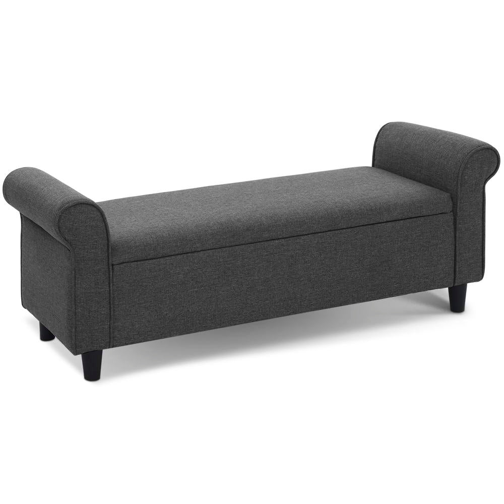 Artiss 125cm Ottoman Blanket Box Storage Arm Linen Grey