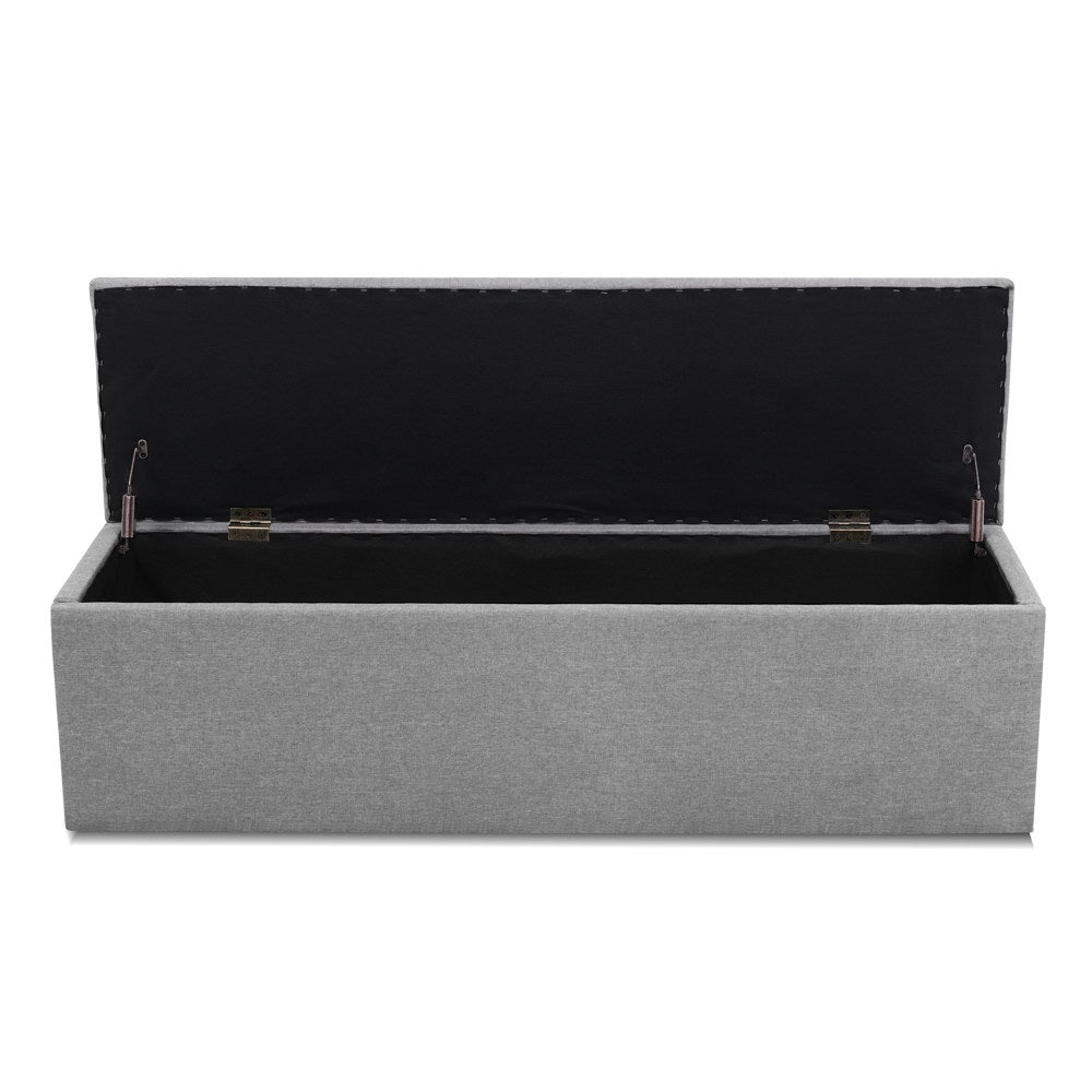 Artiss 140cm Storage Ottoman Blanket Box Linen Grey