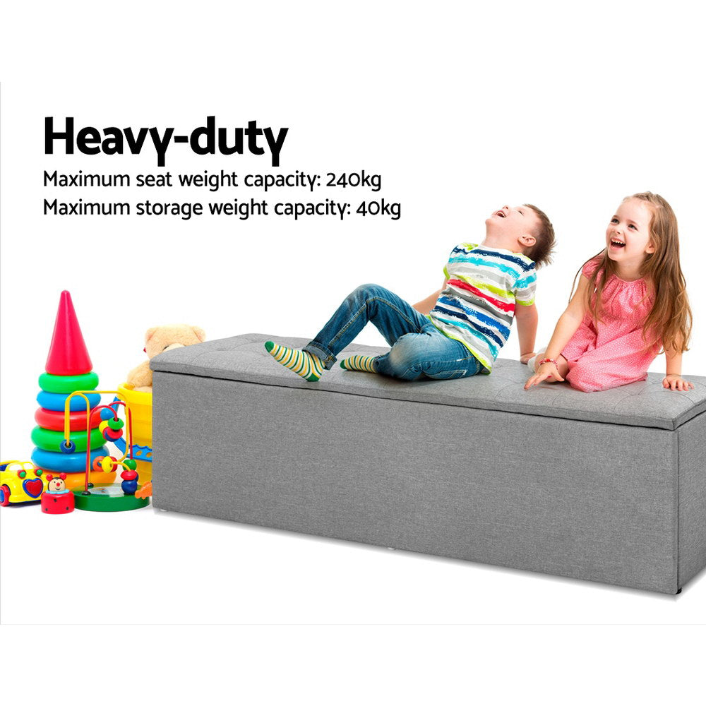 Artiss 140cm Storage Ottoman Blanket Box Linen Grey