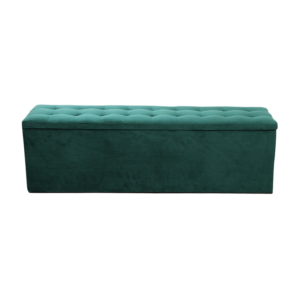Artiss 140cm Velvet Storage Ottoman Blanket Box Green