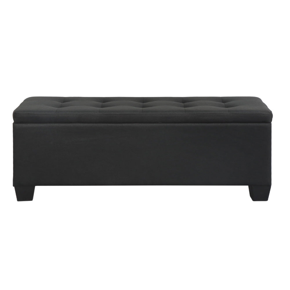 Artiss 97cm Ottoman Blanket Box Linen Black