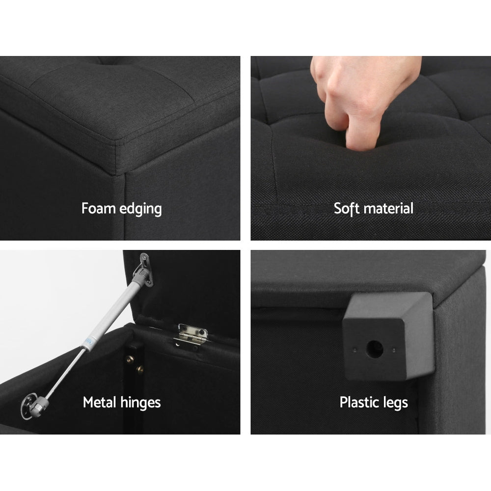 Artiss 97cm Ottoman Blanket Box Linen Black