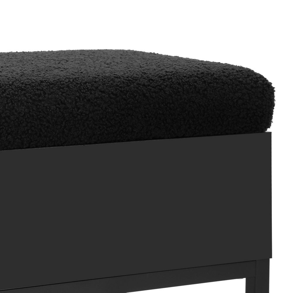 Artiss 110cm Boucle Storage Ottoman Blanket Box Black