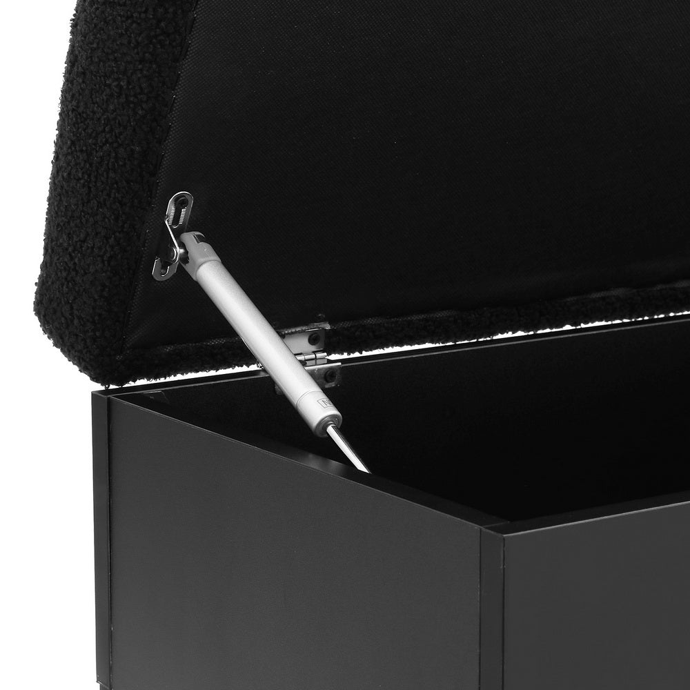Artiss 110cm Boucle Storage Ottoman Blanket Box Black