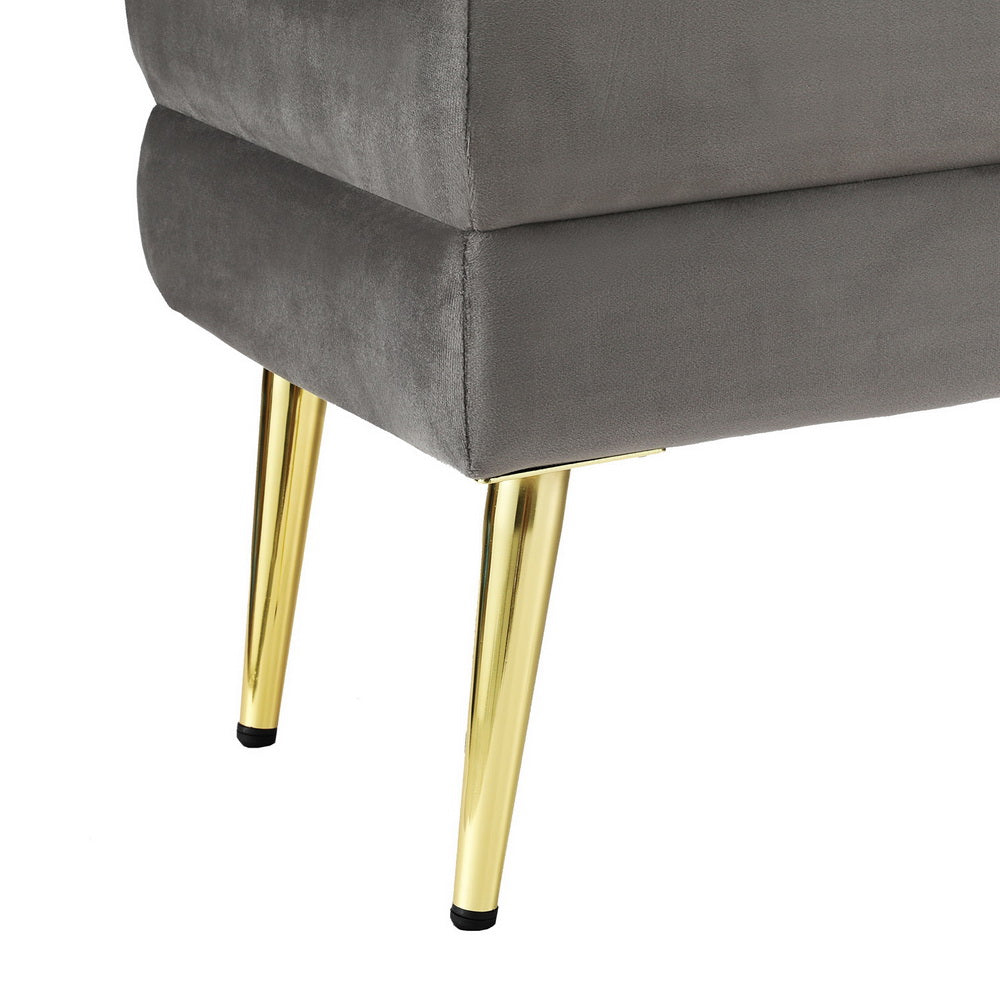 Artiss Velvet Storage Ottoman Footstool Grey