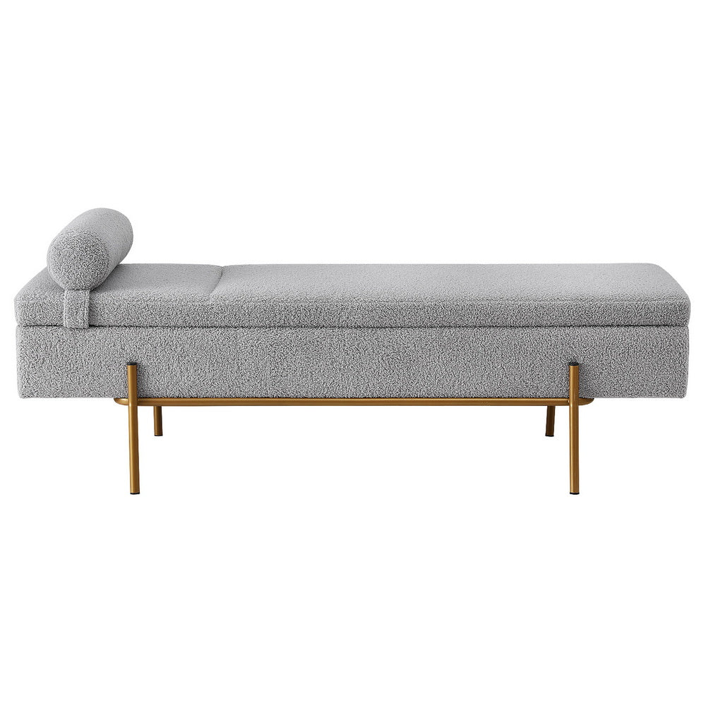 Artiss 140cm Storage Ottoman Bed Pillow Foot Stool Grey Gold