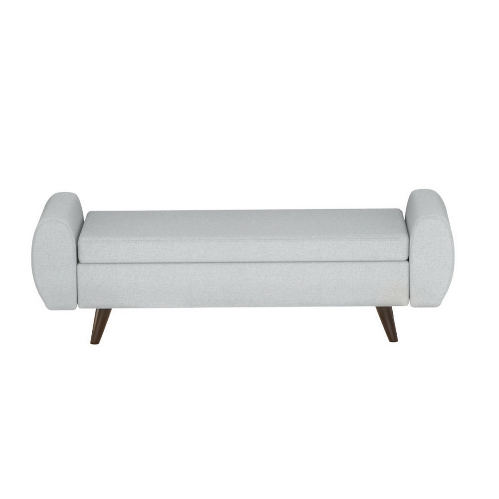 Grey 140cm Faux Linen Storage Ottoman with Armrest