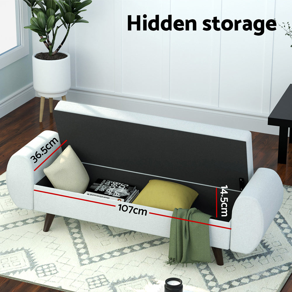 Artiss 140cm Storage Ottoman Blanket Box Armrest Grey