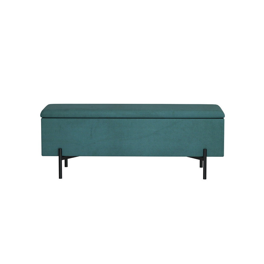 140cm Velvet Green Storage Ottoman with Metal Legs - Artiss