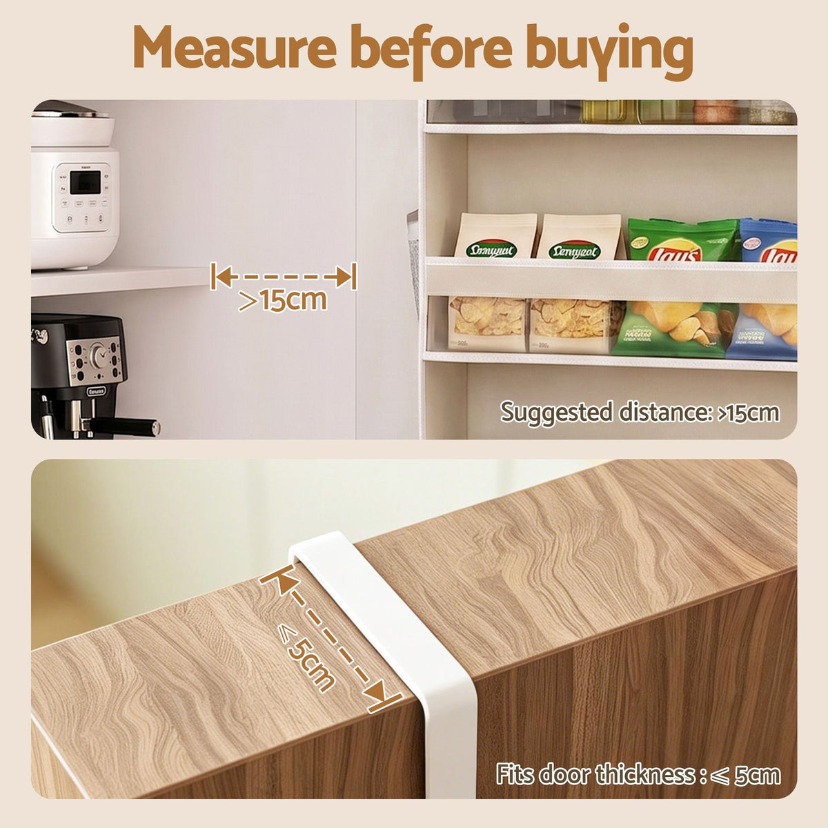 Artiss Over the Door Storage Organiser 6-Tier 12 Pockets Beige