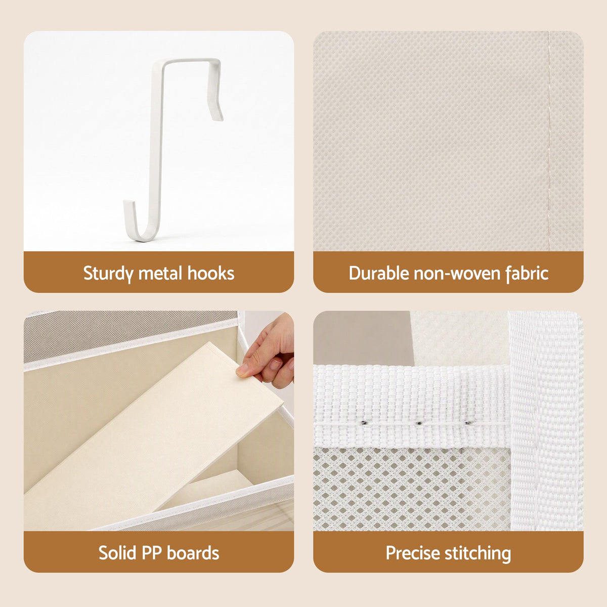 Artiss Over Door Storage Organiser 6-Tier Set of 2 Beige