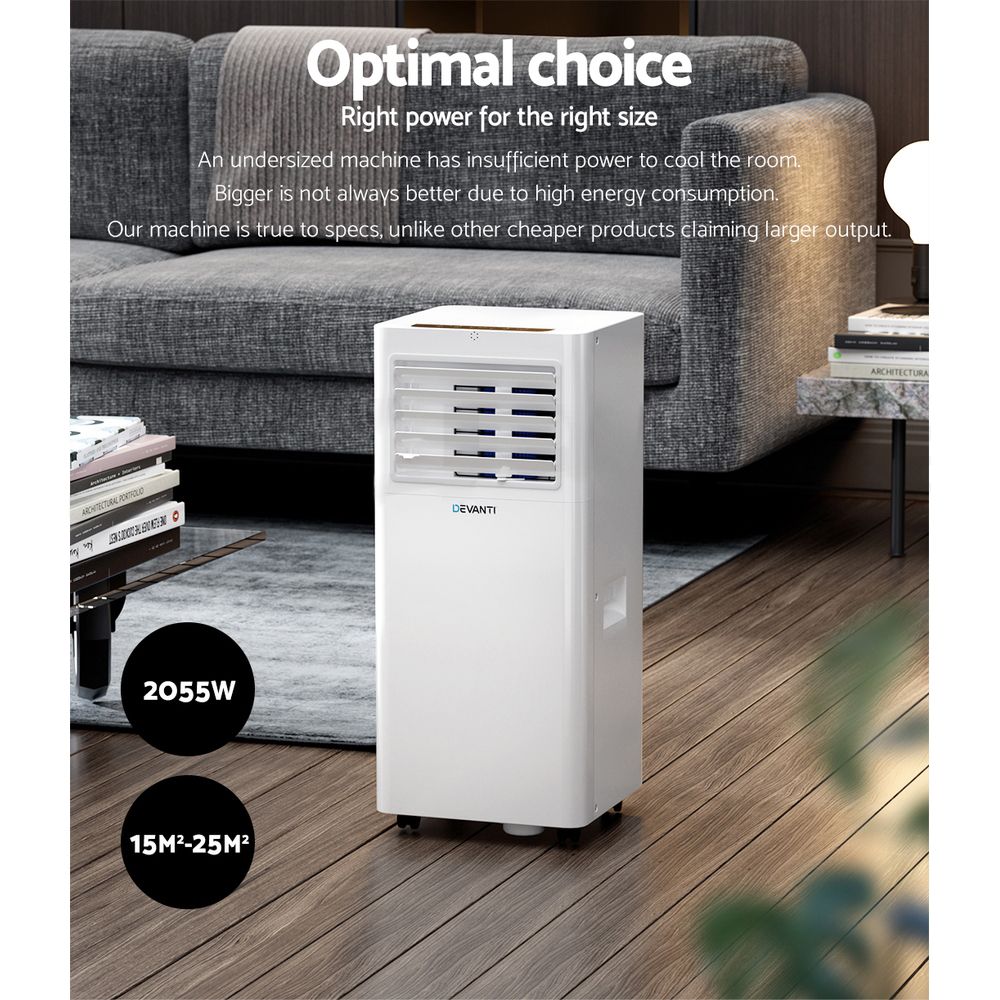 Devanti Portable Air Conditioner 7000BTU with Dehumidifier and Fan