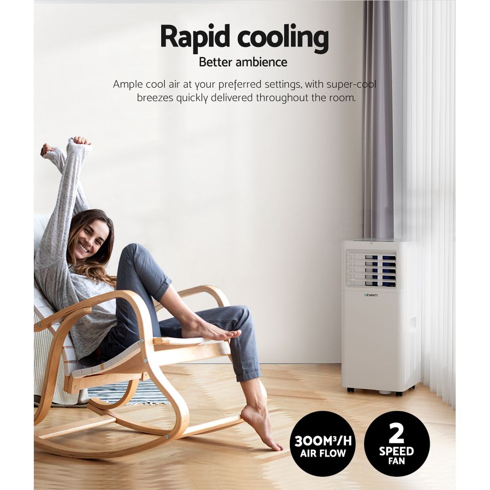 Devanti Portable Air Conditioner 7000BTU with Dehumidifier and Fan
