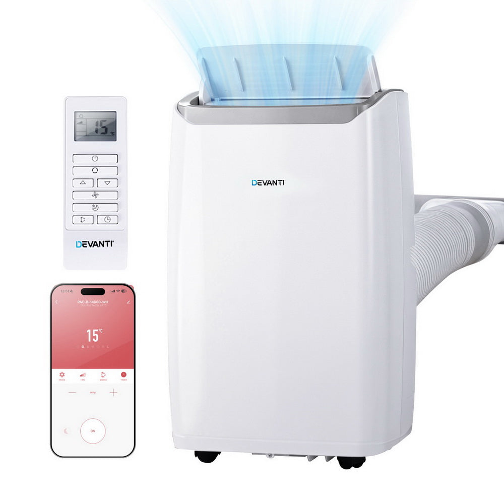 Devanti 14000BTU Portable Air Conditioner Dehumidifier Fan White
