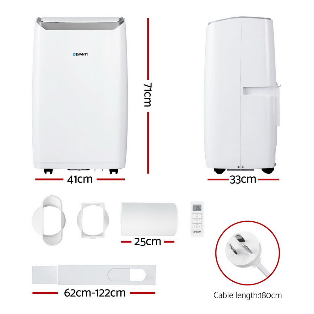Devanti 14000BTU Portable Air Conditioner Dehumidifier Fan White