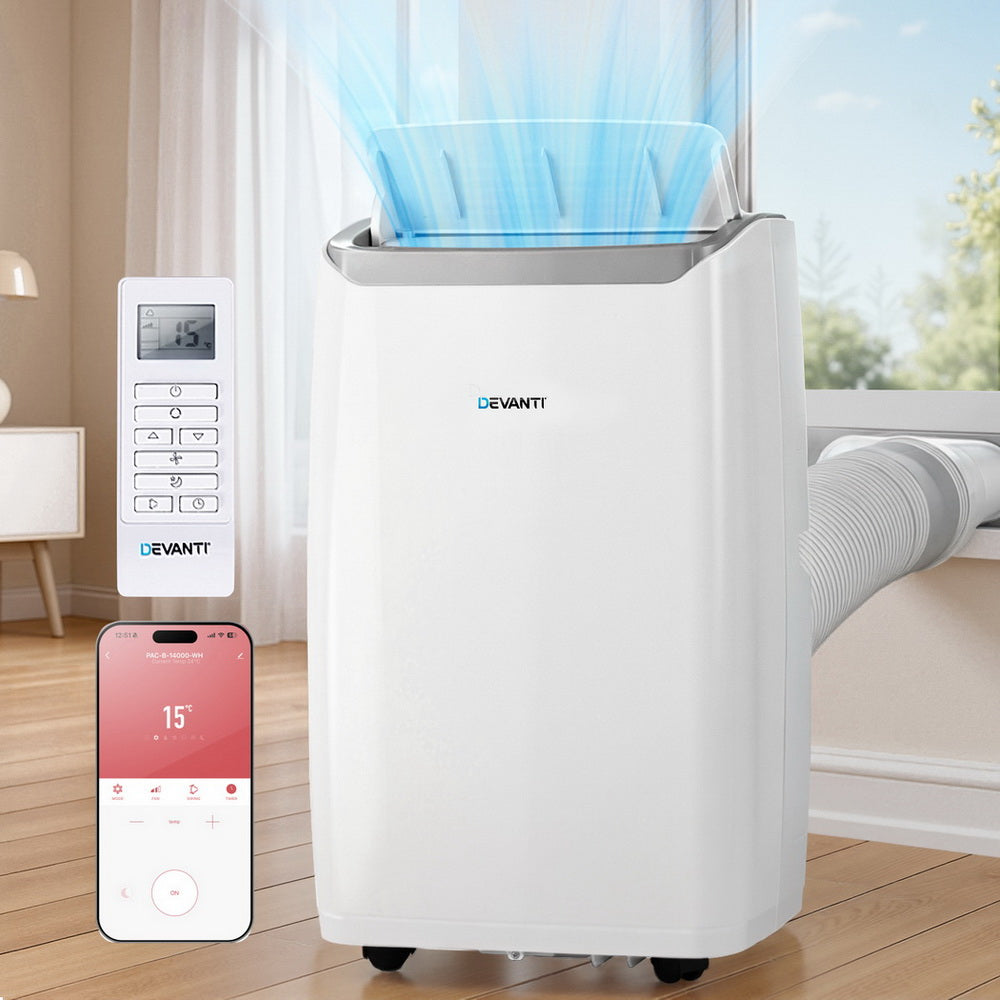 Devanti 14000BTU Portable Air Conditioner Dehumidifier Fan White