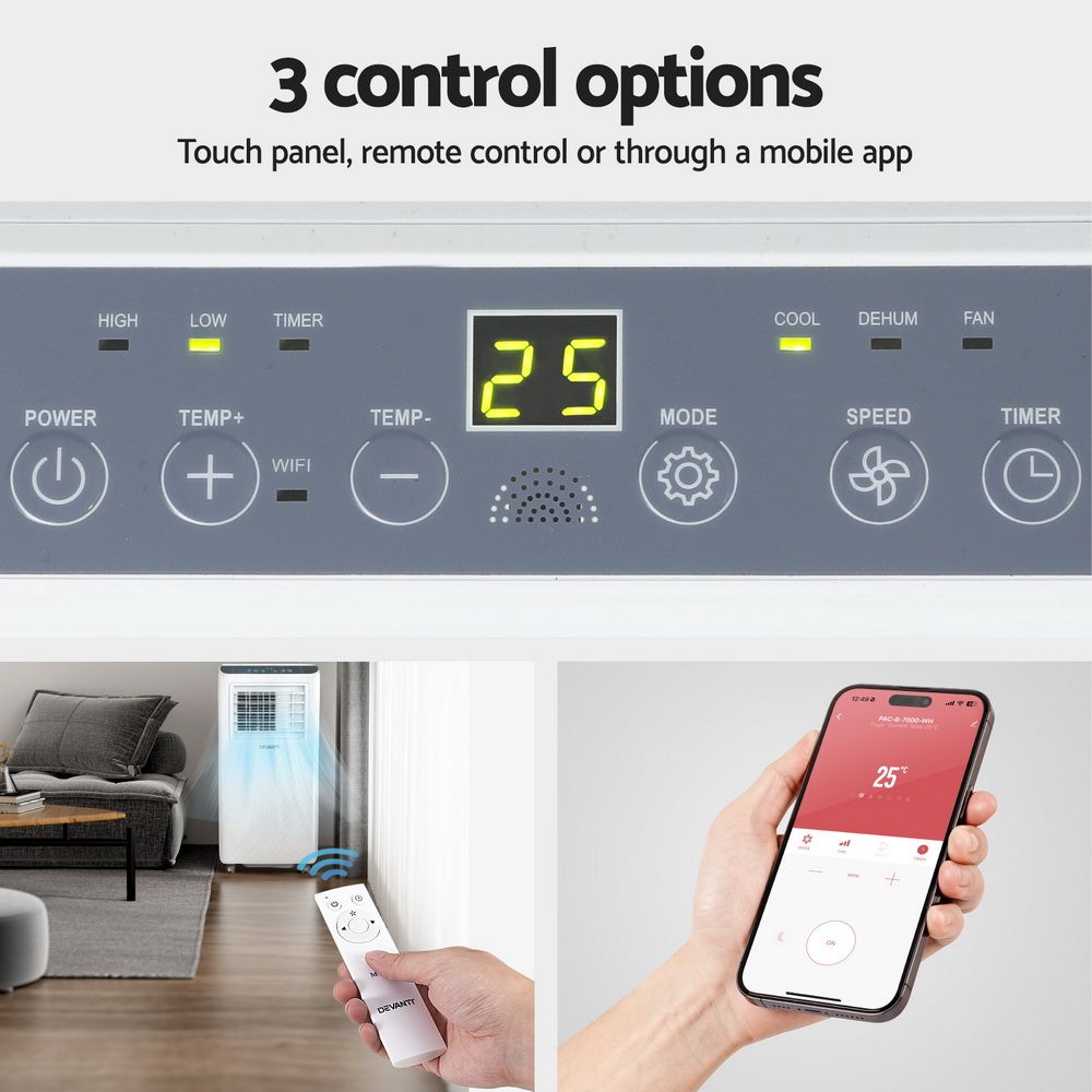 Devanti Portable Air Conditioner 7000BTU Dehumidifier Fan