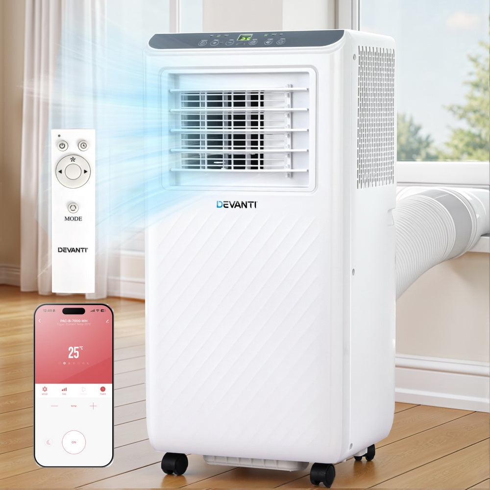 Devanti 7000BTU Portable Air Conditioner Dehumidifier Fan White