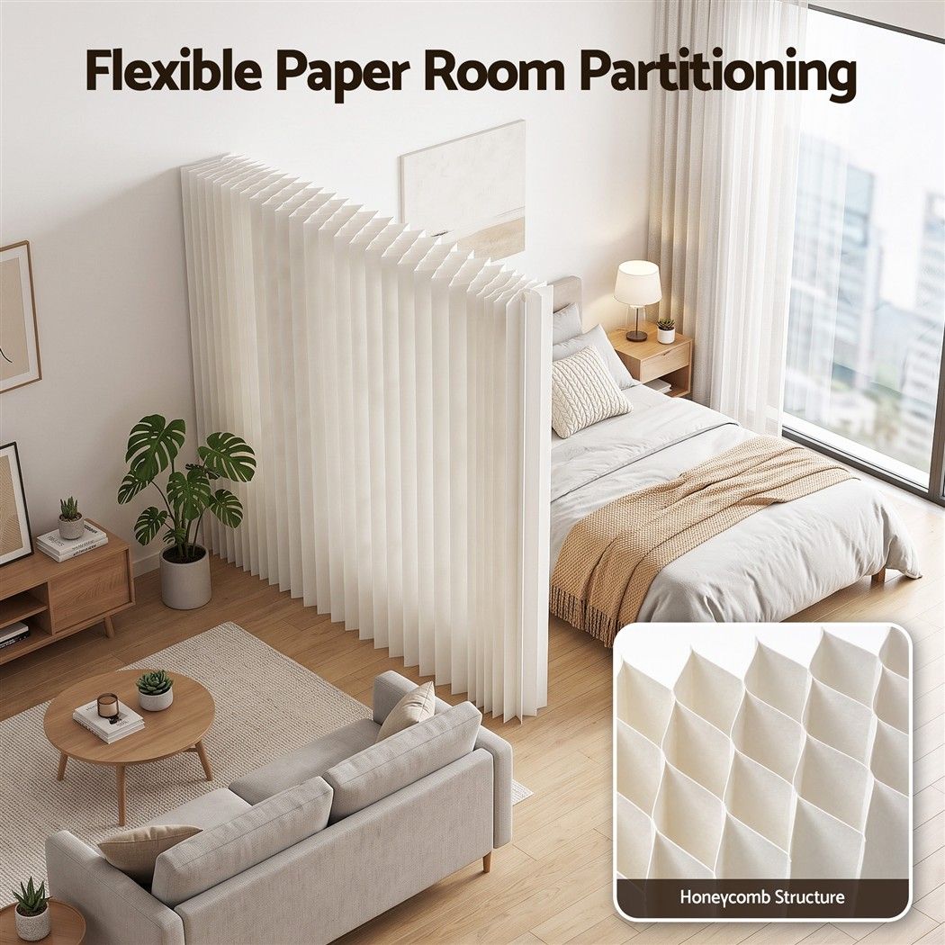 Artiss Paper Room Divider Folding Partition Screen Honeycomb Privacy Screen Freestanding 150cm White