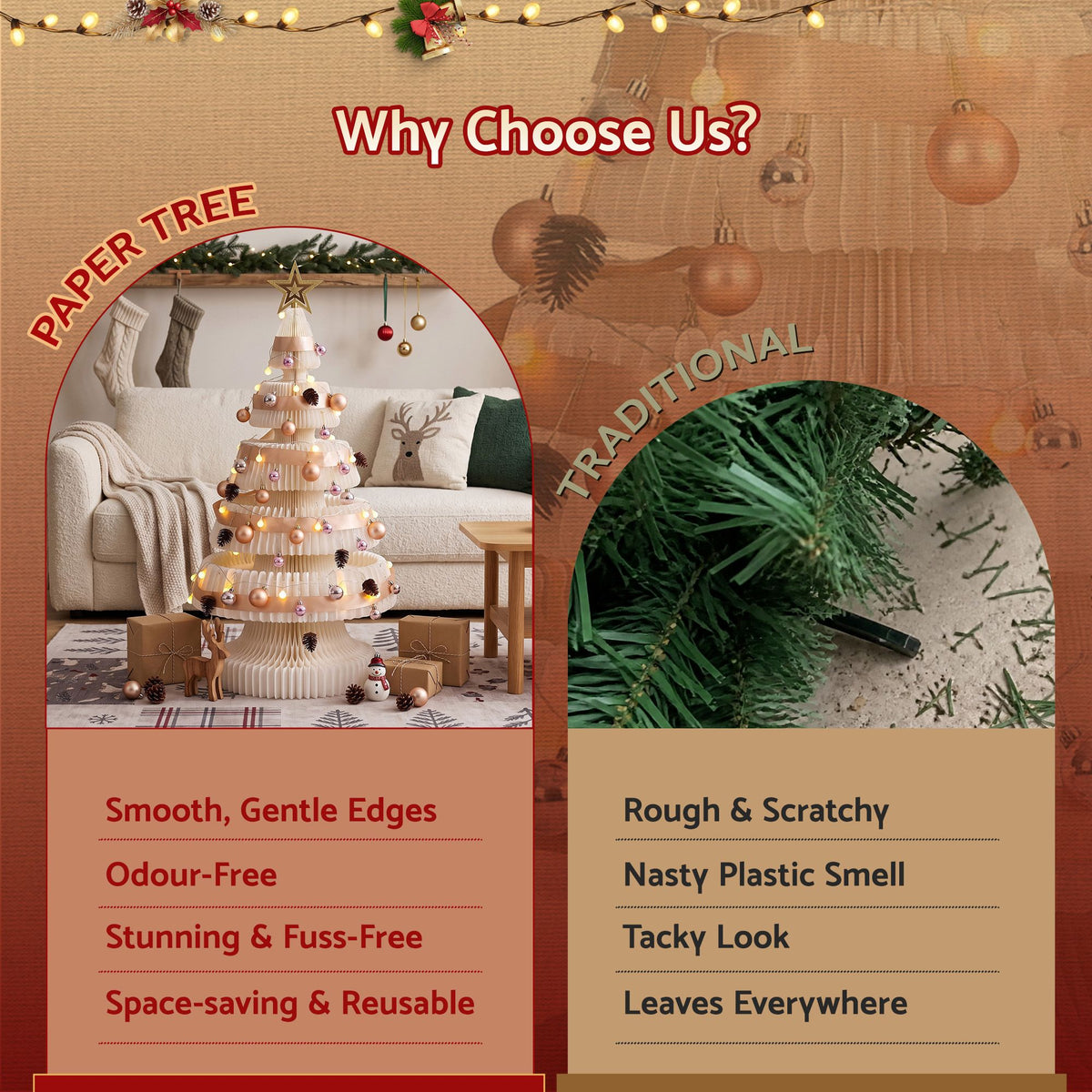 Jingle Jollys 2-in-1 Foldable Christmas Tree Set 62cm and 114cm