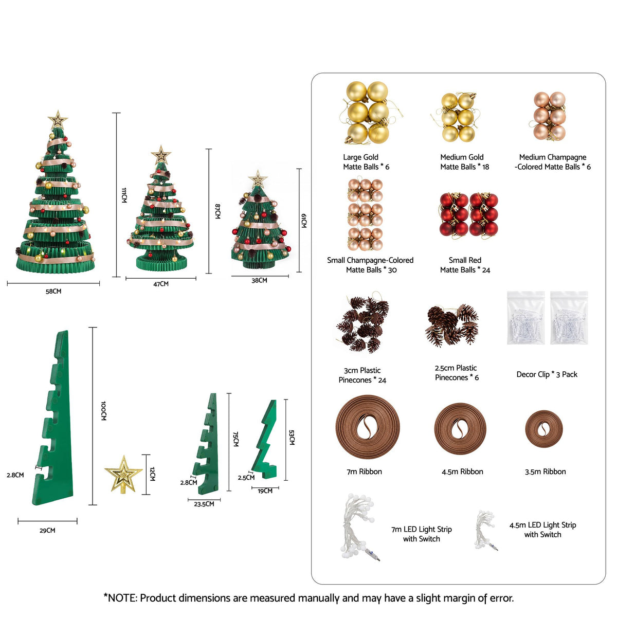 Jingle Jollys 3PCS Foldable Christmas Tree Decoration Set