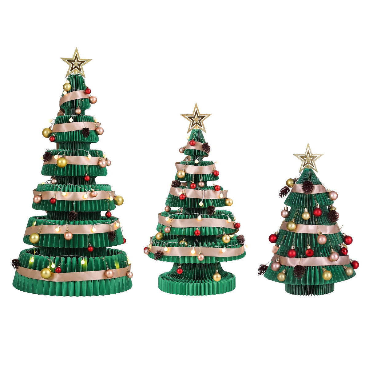 Jingle Jollys 3PCS Christmas Tree Decoration with Lights Foldable Easy Setup Tree