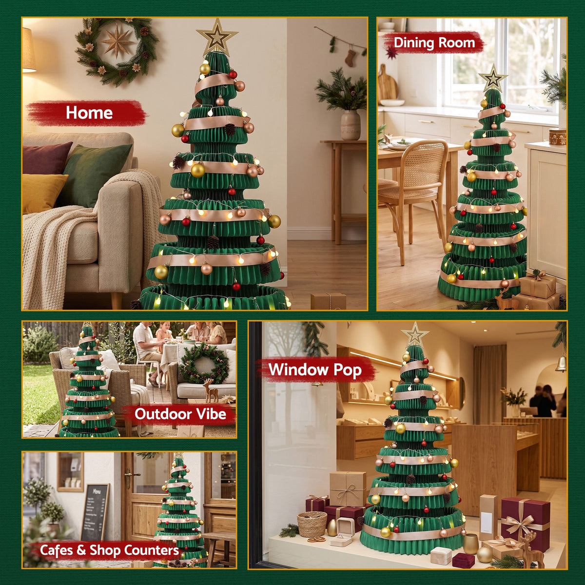Jingle Jollys 3PCS Christmas Tree Decoration with Lights Foldable Easy Setup Tree