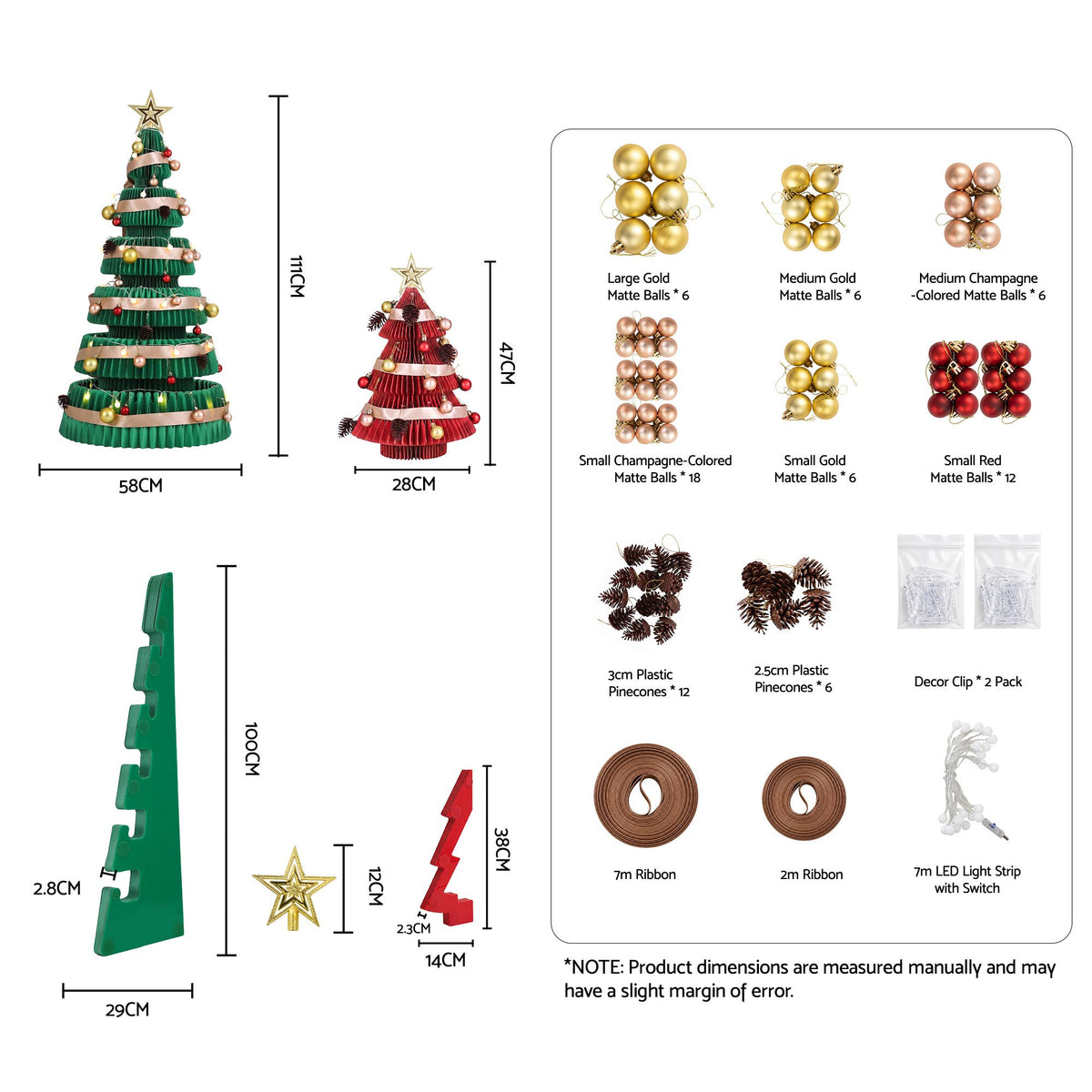 Jingle Jollys Foldable Paper Christmas Tree Set 47cm and 111cm