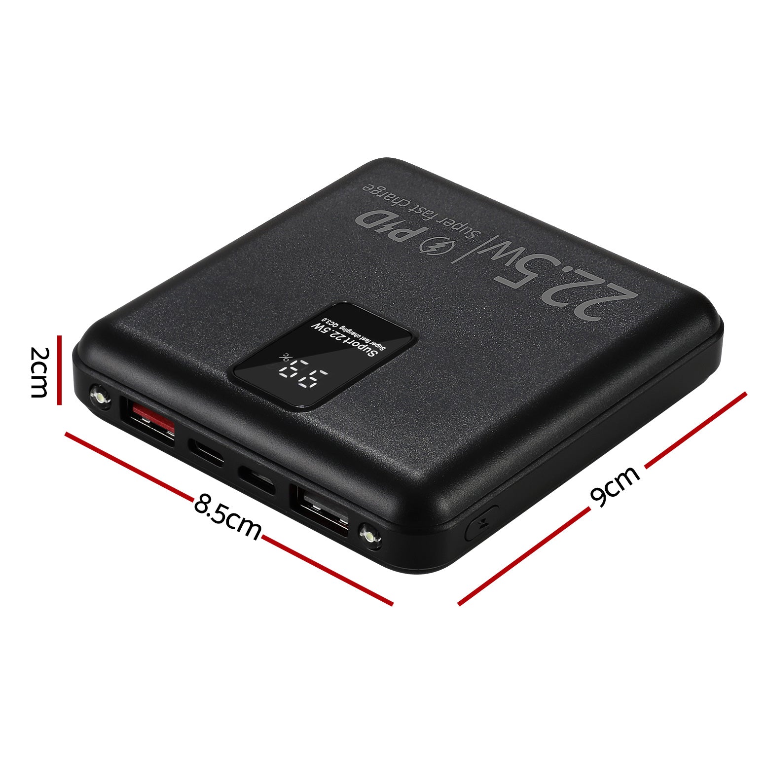 Portable 10000mAh Power Bank PD22.5W Quick Charger Black