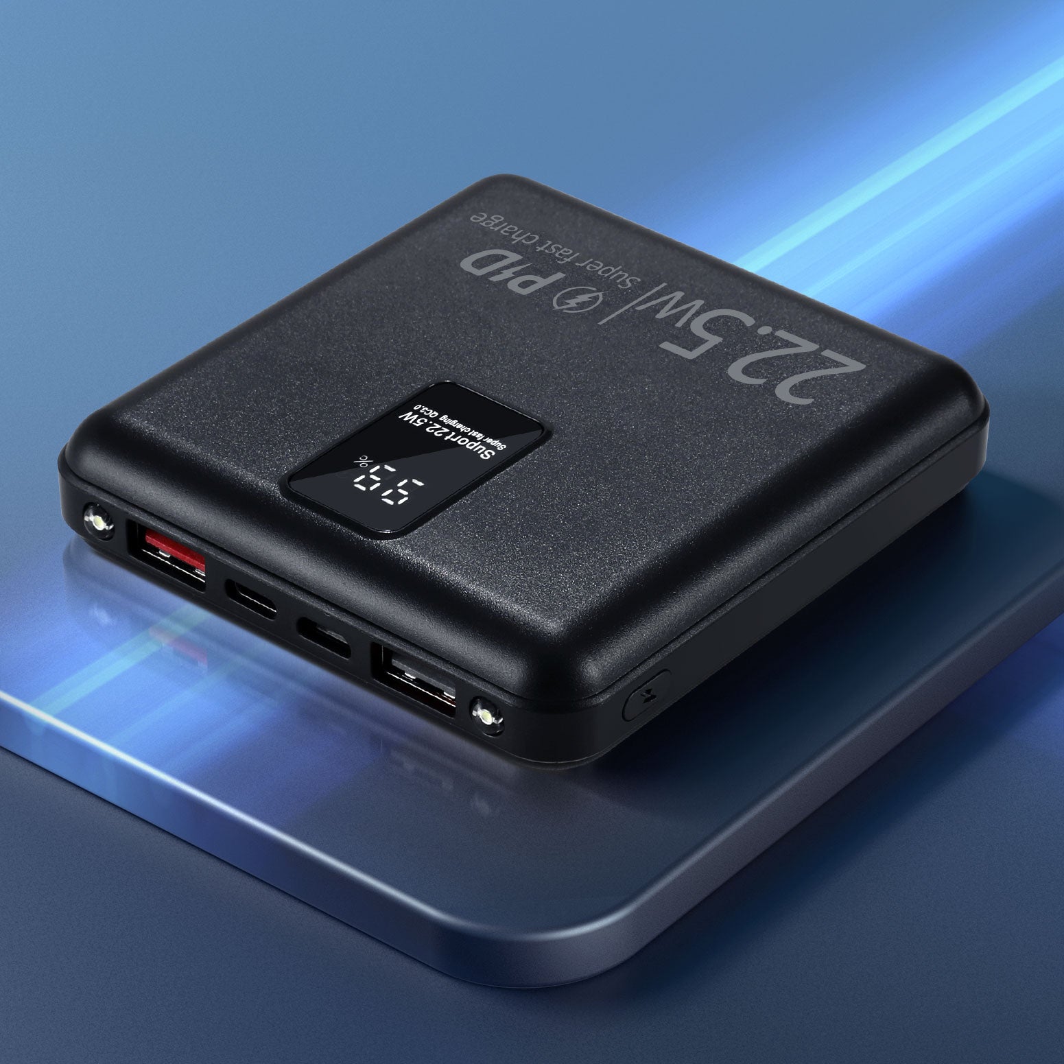 Portable 10000mAh Power Bank PD22.5W Quick Charger Black