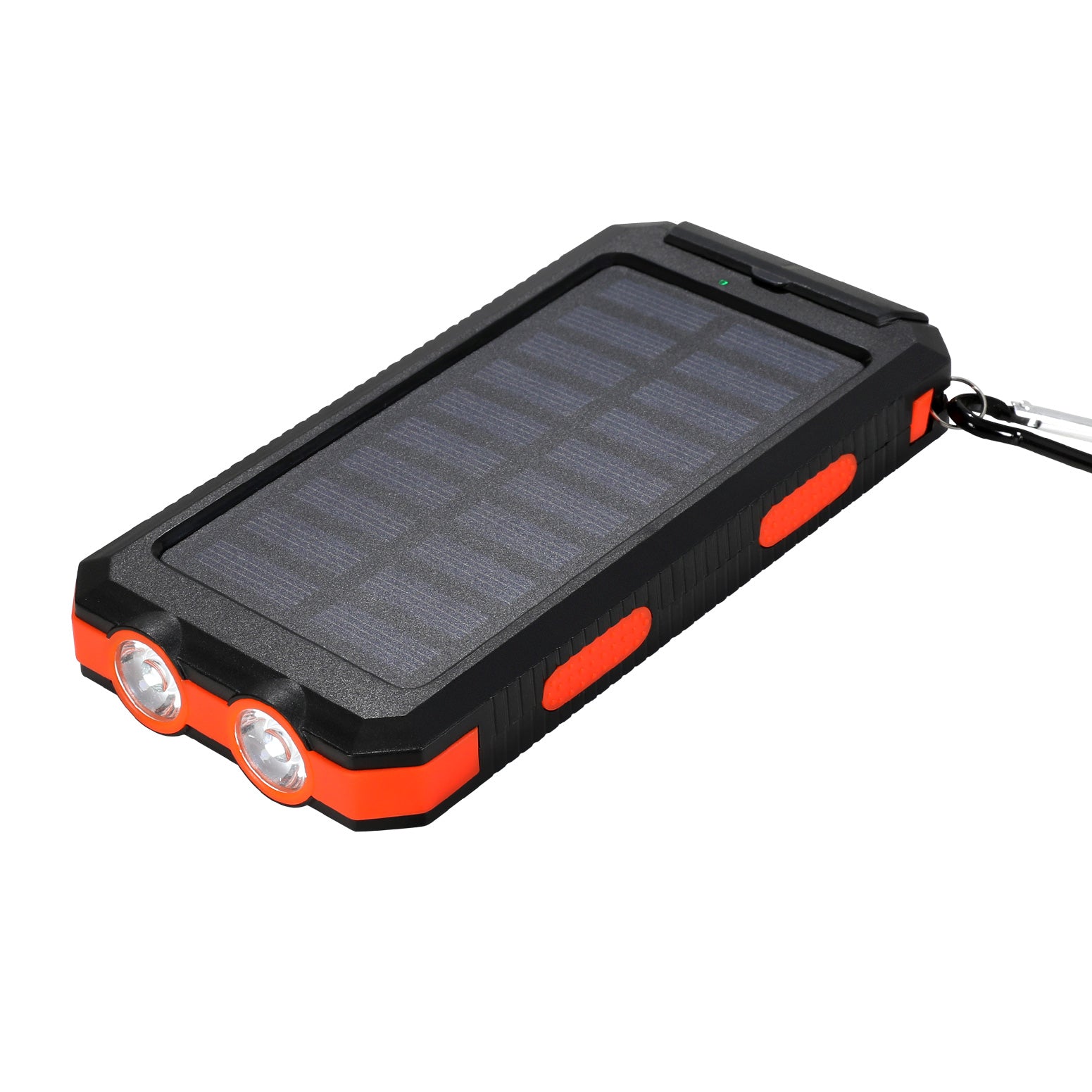 Portable Solar Power Bank 10000mAh Dual USB Charger Black/Orange