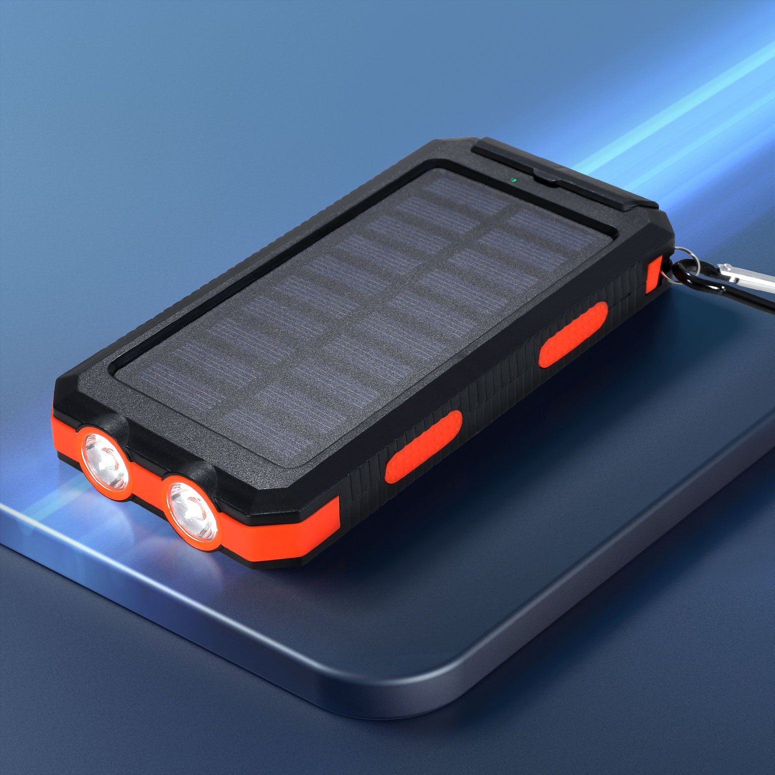 Portable Solar Power Bank 10000mAh Dual USB Charger Black/Orange