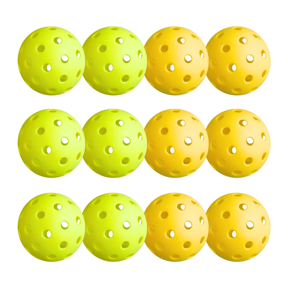 Everfit 12PC Pickleballs 40-Hole Indoor Outdoor Durable PE Green/Yellow