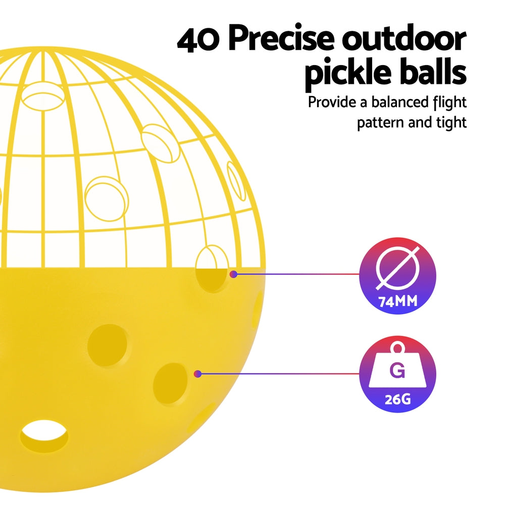 Everfit 12PC Pickleballs 40-Hole Indoor Outdoor Durable PE Green/Yellow