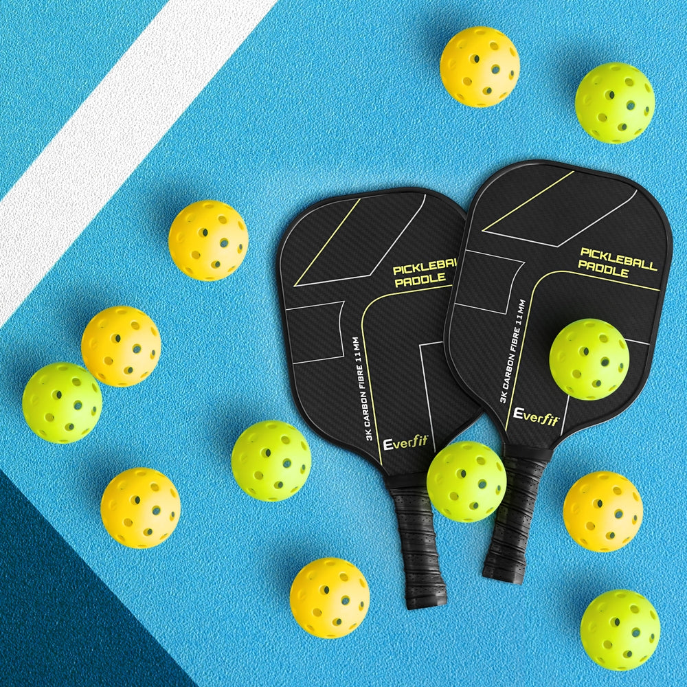 Everfit 12PC Pickleballs 40-Hole Indoor Outdoor Durable PE Green/Yellow