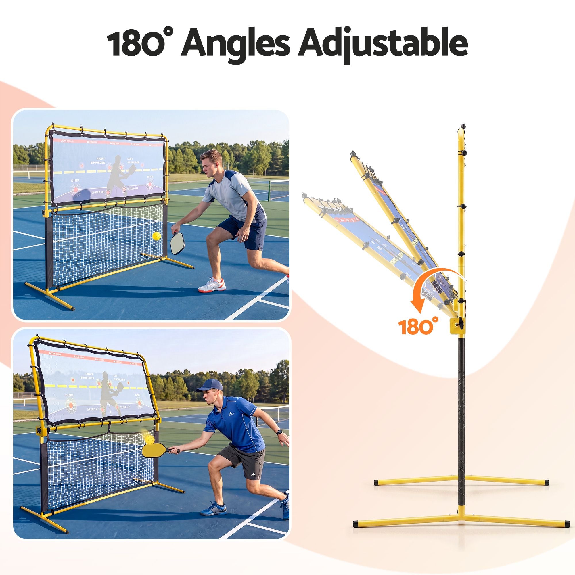 Everfit Pickleball Net Rebounder Portable Training Practice 6FT Black Yellow
