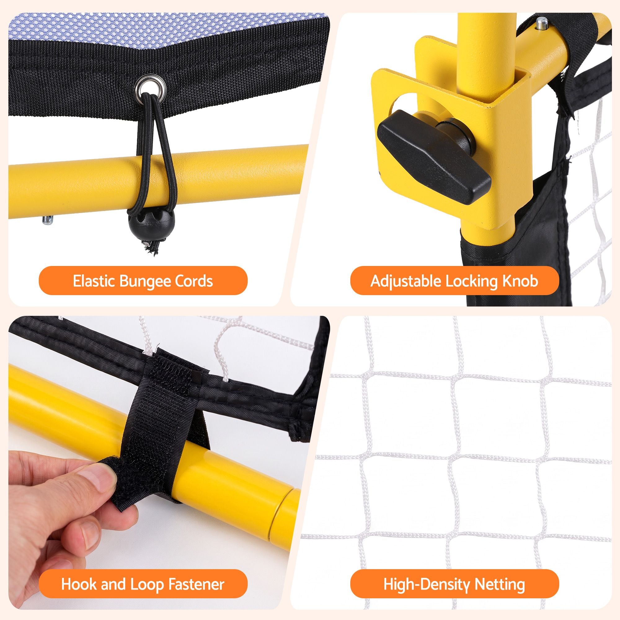 Everfit Pickleball Net Rebounder Portable Training Practice 6FT Black Yellow