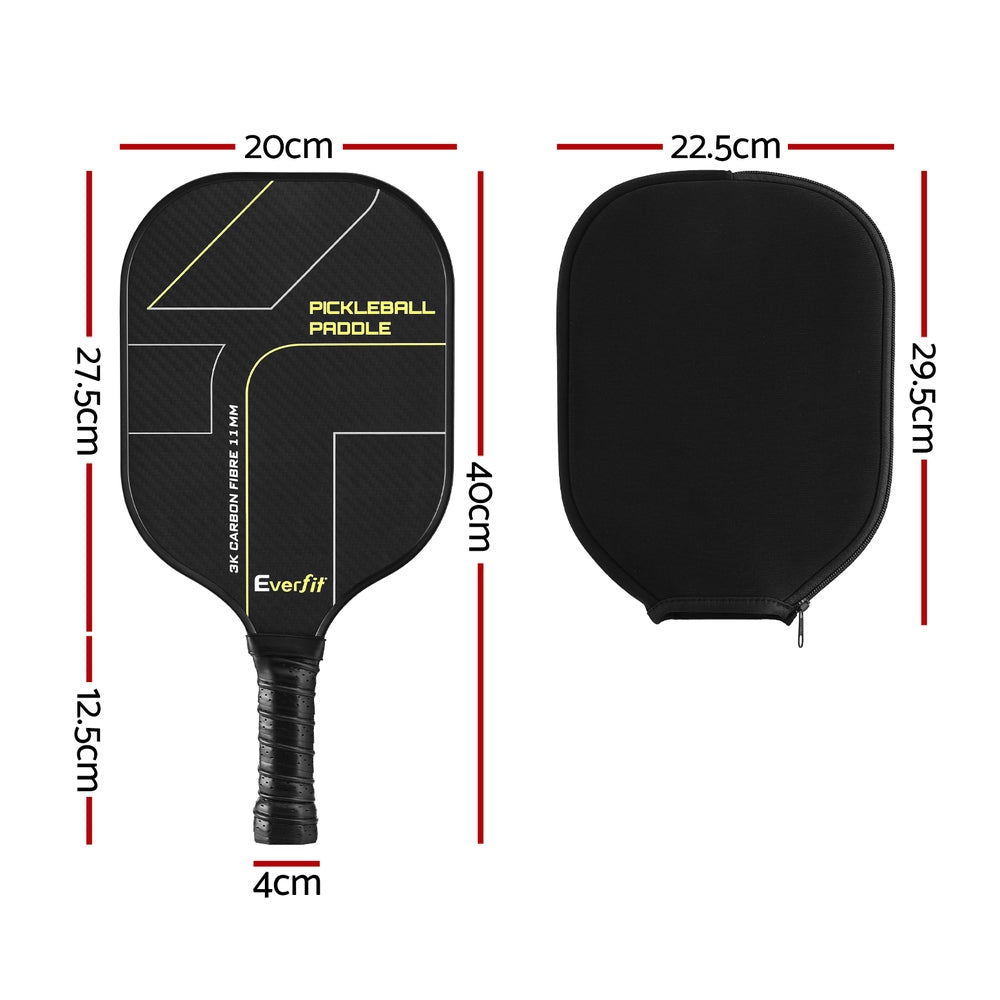 Everfit 40cm Pickleball Paddles Set Carbon Fibre Black