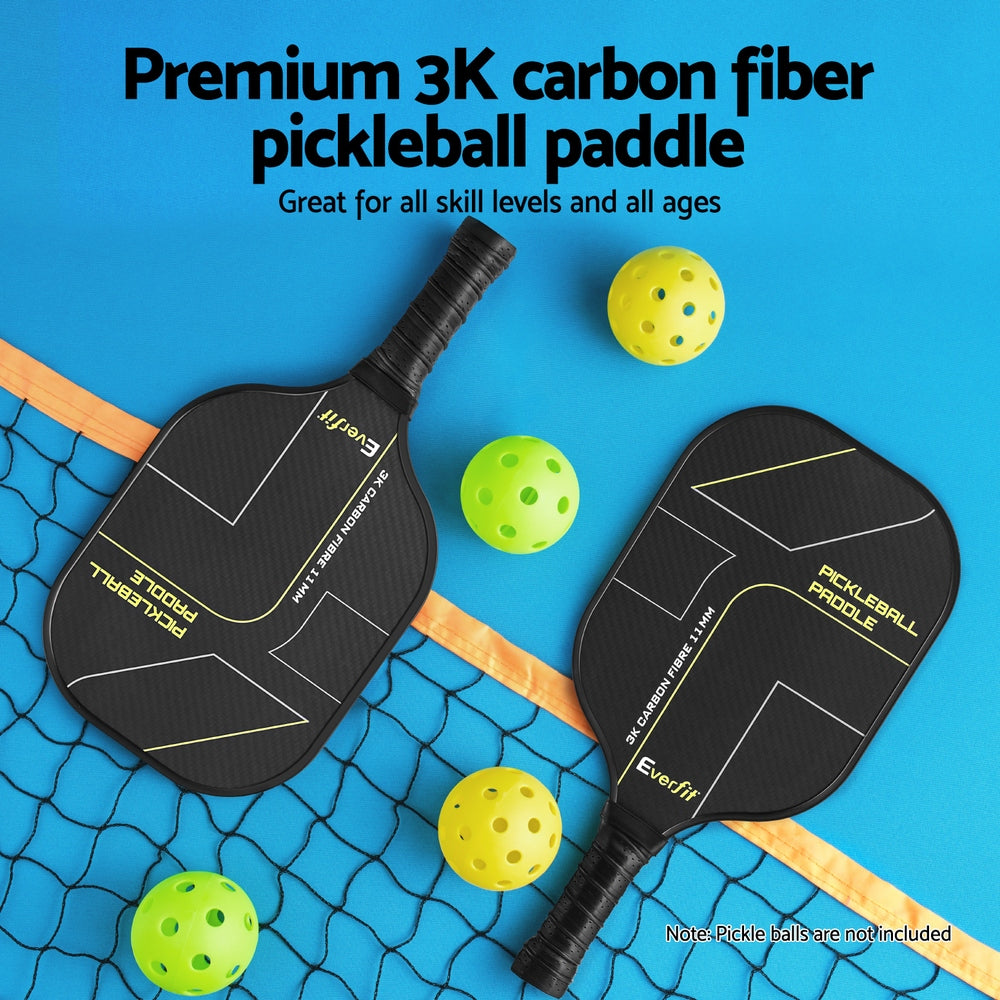 Everfit 40cm Pickleball Paddles Set Carbon Fibre Black