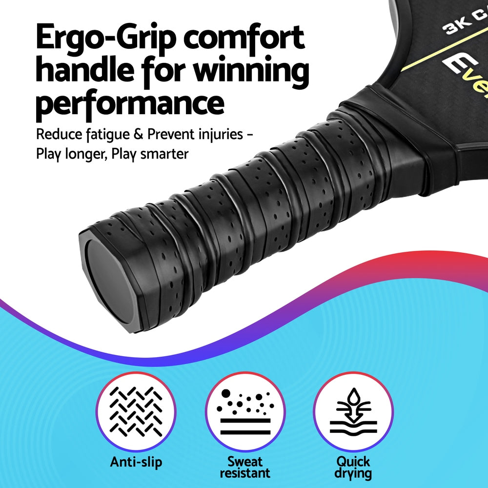 Everfit 40cm Pickleball Paddles Set Carbon Fibre Black