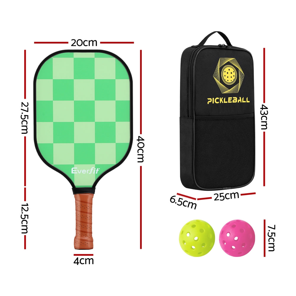 Everfit Tournament Pickleball Paddle Set Fiberglass 2PCS with Balls & Bag