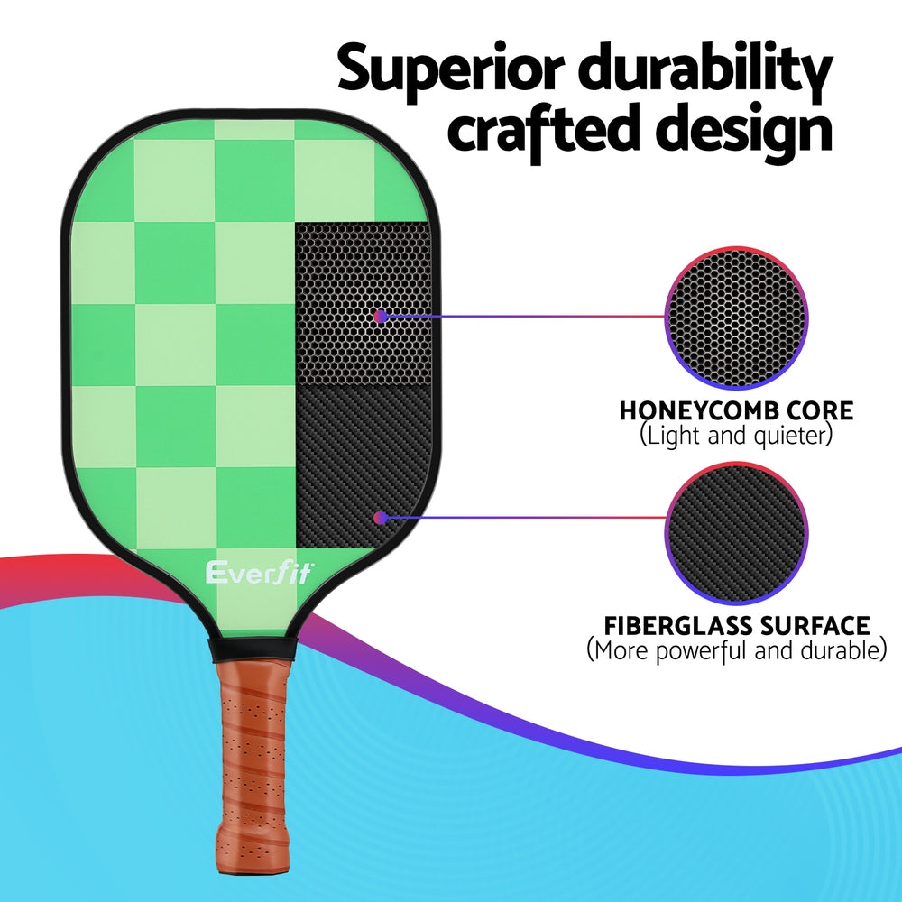 Everfit Tournament Pickleball Paddle Set Fiberglass 2PCS with Balls & Bag