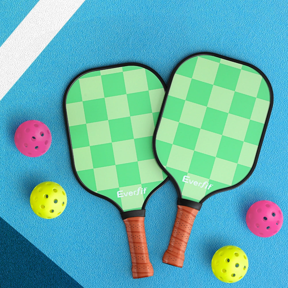 Everfit Tournament Pickleball Paddle Set Fiberglass 2PCS with Balls & Bag