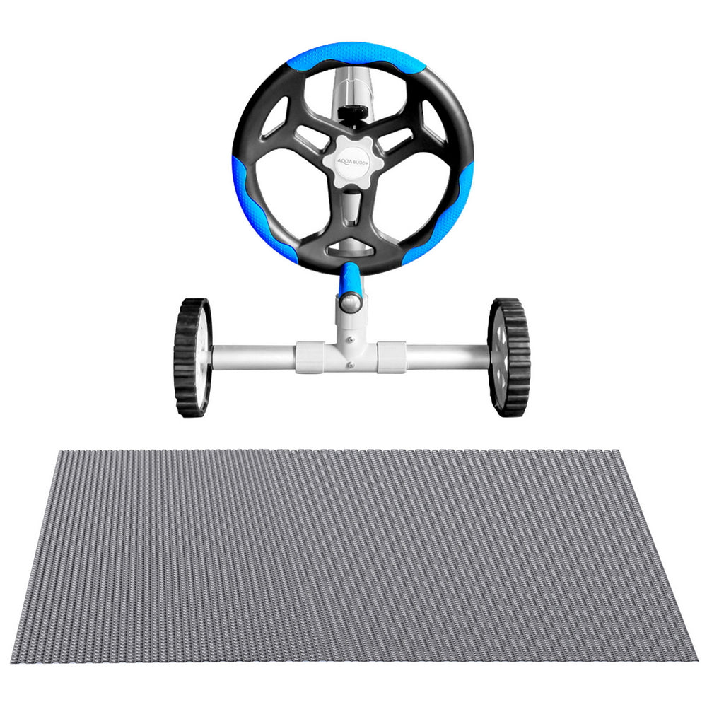 Aqua Buddy 10.5x4.2m Solar Pool Cover 600 Micron Blue with 5.55m Roller