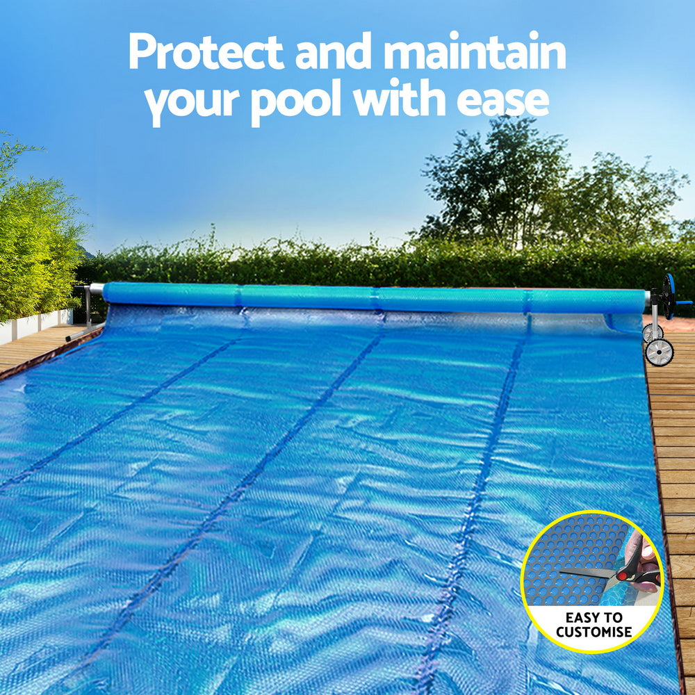 Aqua Buddy 10.5x4.2m Solar Pool Cover 600 Micron Blue with 5.55m Roller