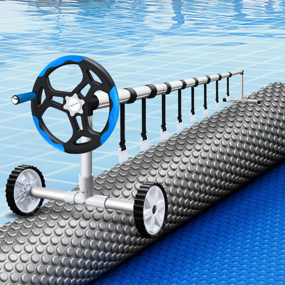 Aqua Buddy 10.5x4.2m Solar Pool Cover 600 Micron Blue with 5.55m Roller