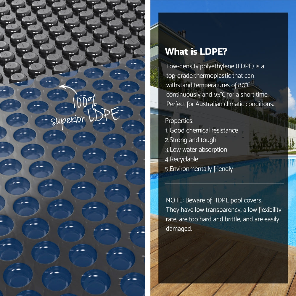 Aqua Buddy Pool Cover 600 Micron 11x4.8m w/ Roller 5.55m Black Solar Blanket