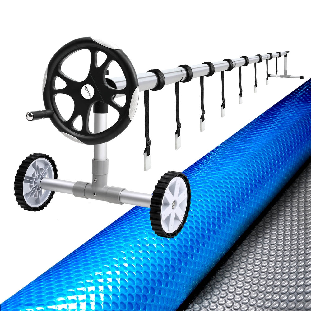 Aqua Buddy 11x6.2m Pool Cover 400 Micron Silver Solar Blanket with 6.55m Roller